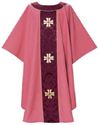 Rose Chasuble with 3 Gold Crosses