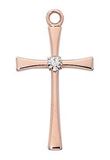 Rose Gold Cross with Crystal Stone on 18" Chain