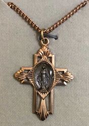 Rose Gold Miraculous Medal Cross on Chain