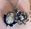 Rosebud Our Lady of Grace Miraculous Locket Necklace, Silver