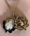 Rosebud Our Lady of Grace Miraculous Locket Necklace, Gold