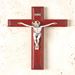 Rosewood Wall Crucifix with Laser Engraved Pattern on Wood  Rosewood crucifix with Salerni corpus and laser engraving, 11″ tall, gift boxed.