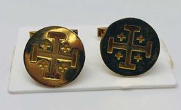 Round Gold Jerusalem Cross Cuff Links Made in Italy