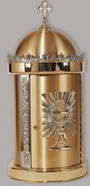 Round Tabernacle in Bronze - Dome and Eucharist Symbol