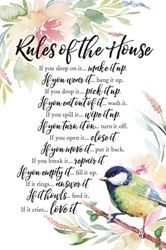 Rules Of the House 6" x 9" Plaque