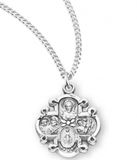 Sterling Silver Small Fancy 4-Way Medal on 18" Chain