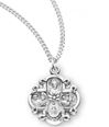 Four Way Sterling Silver Small Fancy Medal on 18" Chain