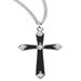 Sterling Silver Black Enameled Cross on 18" Chain
