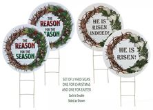 SET OF 2 Round 24" Double Sided Yard Signs (Christmas and Easter)