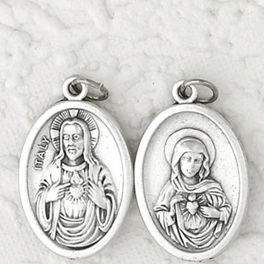 Sacred Heart and Immaculate Heart Double Sided Oxidized Medal
