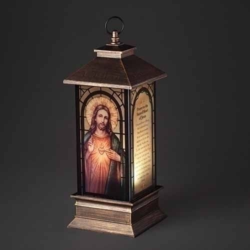 Sacred Heart of Jesus 11"H LED Lantern
