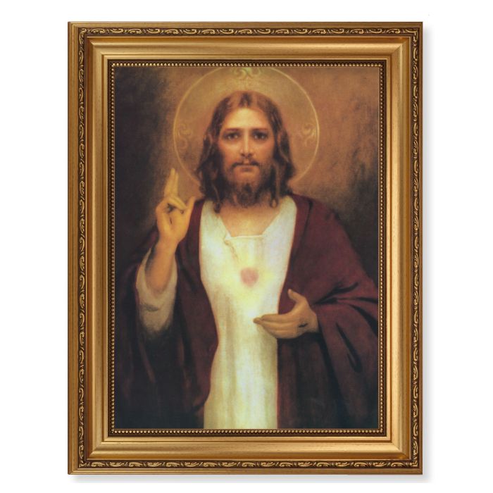 Painting/print Jesus Crist The Savior El Salvador Mexico art framed 17"X 13"Larg 