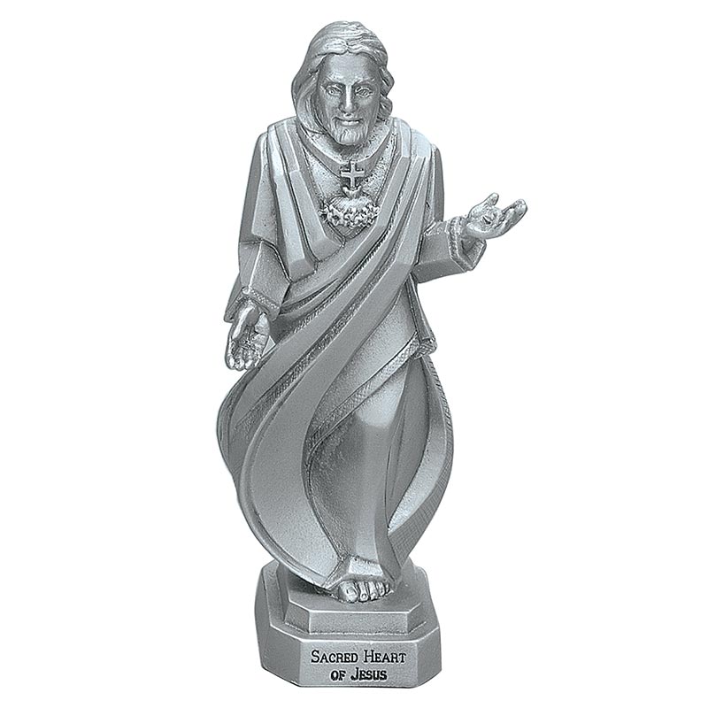 Sacred Heart of Jesus 3.5" Pewter Statue 