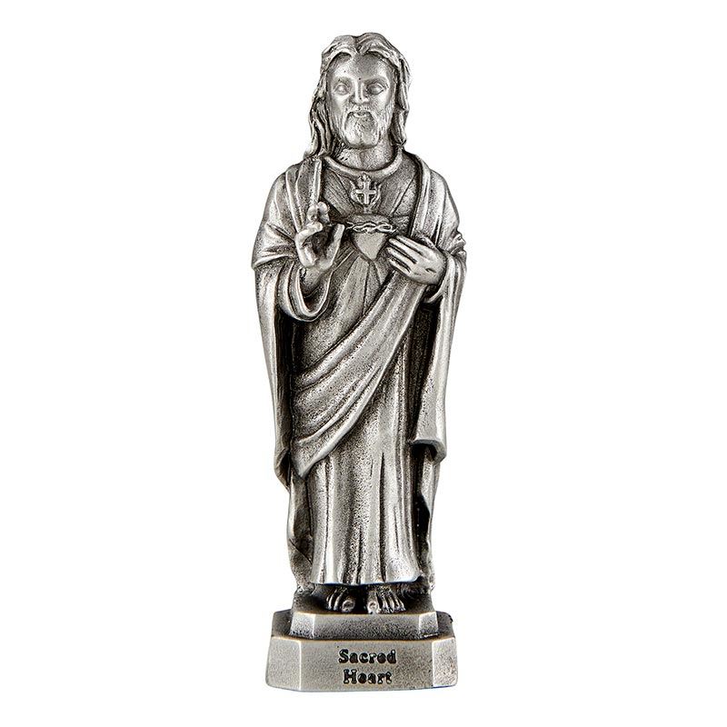 Sacred Heart of Jesus 3.5" Pewter Statue 
