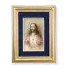 Sacred Heart of Jesus Gold Framed Blue Velvet Matting