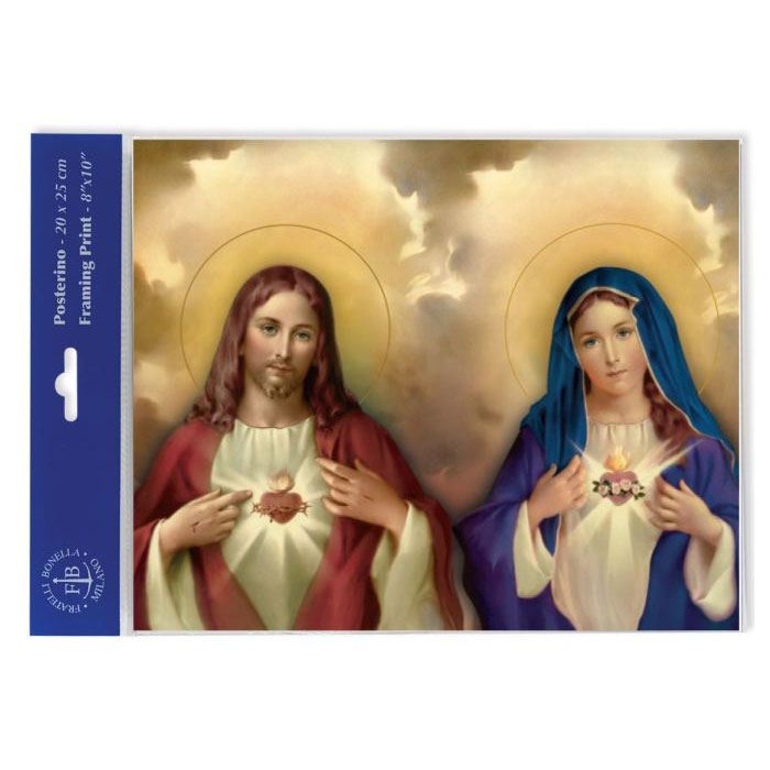 Sacred Heart of Jesus and Immaculate Heart of Mary 8" x 10" Print (Print Only)