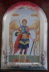 Saint Michael Canvas With Silver Frame from Italy