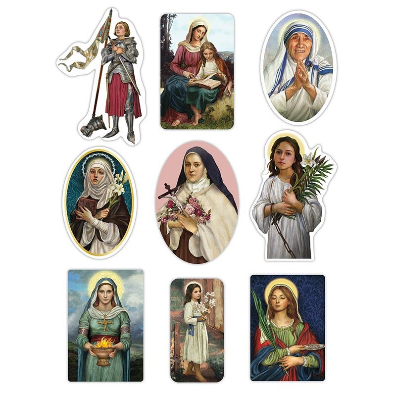 Saints for Girls Catholic Stickers 6" x 8" Sheet