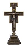 San Damiano 14" Standing Cross Lightly Painted Cold Cast Bronze