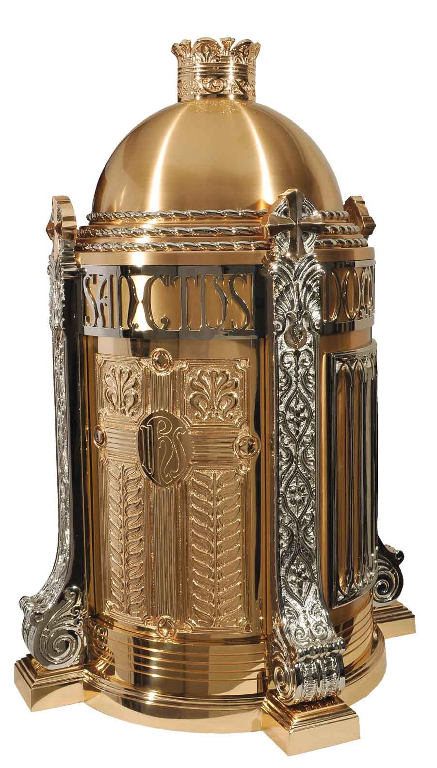 91TAB35-WD Sanctus Bronze Bas Relief Sculpted Tabernacle with Dome
