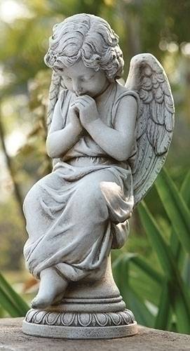Seated Angel on Pedestal Statue