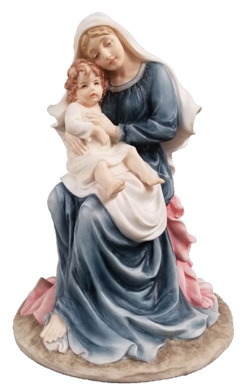 Madonna & Child statue in fully hand-painted rich colors, 9".