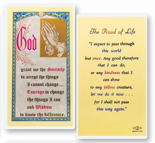 Serenity Prayer Road of Life Laminated Prayer Card