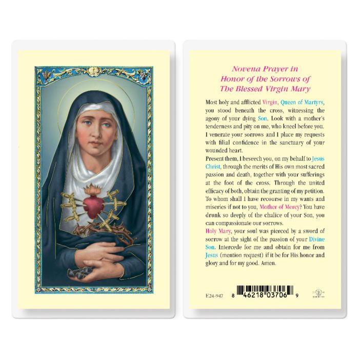 Seven Sorrows of Mary Laminated Prayer Card