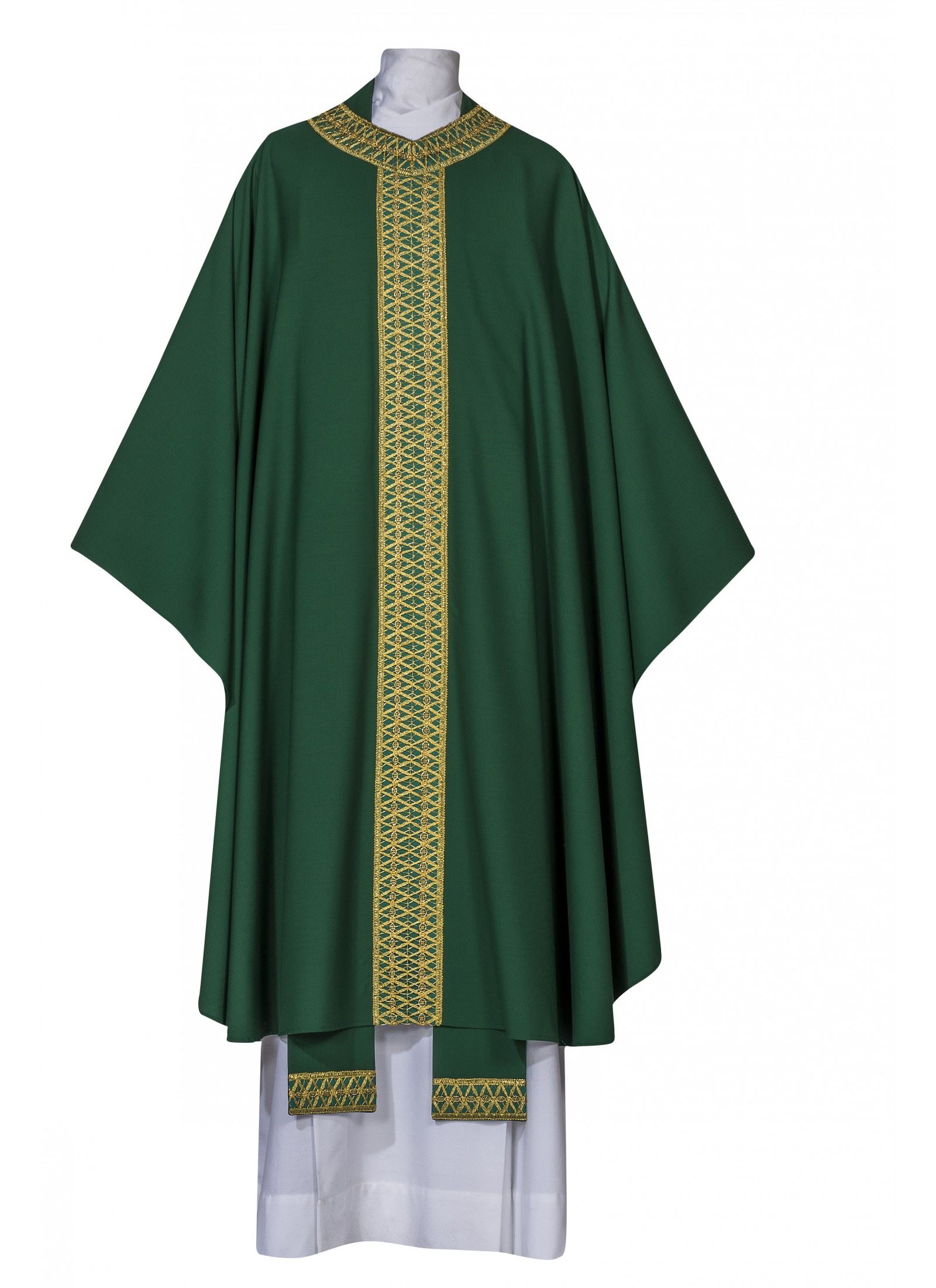 Sienna Chasuble in Green Europa Fabric with Plain Neckline from Italy