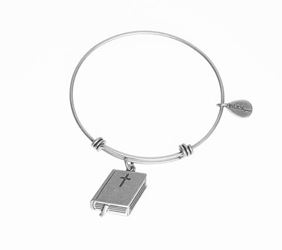 Silver Bangle with Holy Bible Charm