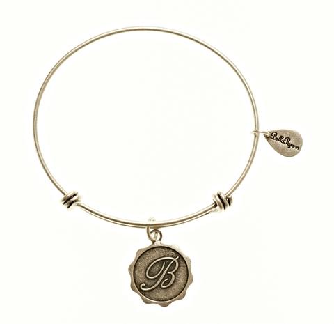 Silver Bangle With Letter B Charm