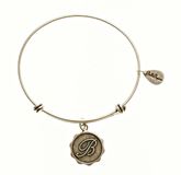 Silver Bangle with Letter  B Charm