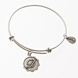 Silver Bangle with Letter D  Charm