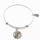 Silver Bangle with Letter E  Charm