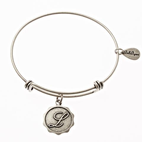 Silver Bangle with Letter L  Charm