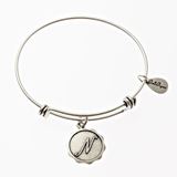 Silver Bangle with Letter N  Charm