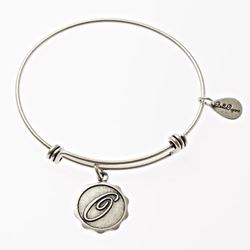Silver Bangle with Letter O  Charm