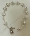 Silver Capped Crystal Bead Rosary Bracelet