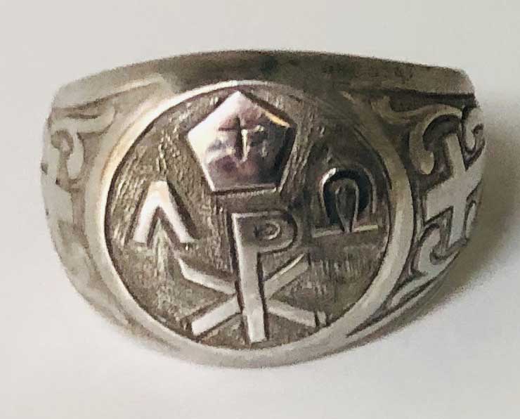 Silver Chi Rho Bishop's Ring from Italy