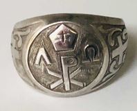 Silver Chi Rho Bishops Ring from Italy
