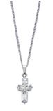 Silver Crystal Cross Necklace with 16" chain