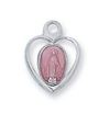 Miraculous Sterling Silver Medal with Pink Enamel on 16" Chain
