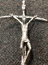 Silver Oxidized JPII Processional Crucifix with Base