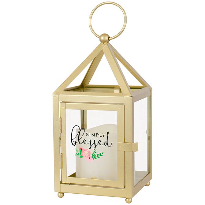 Simply Blessed Gold LED Lantern