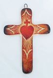 Small Clay Sacred Heart Cross from Mexico