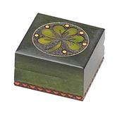 Small Green with Yellow Accents Shamrock Keepsake Box from Poland