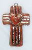 Small Rustic Clay Cross with Heart from Mexico