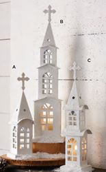 Snowy White Church Candle Holders