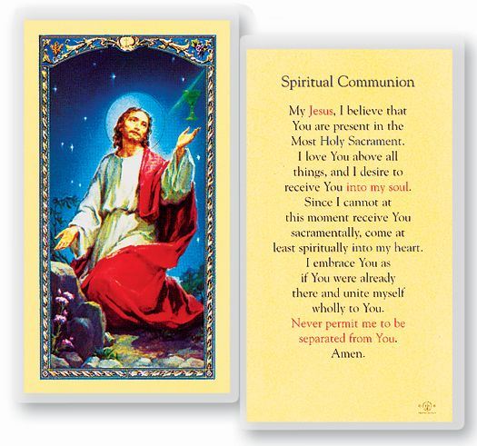 Spiritual Communion Laminated Prayer Card
