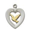Sterling Silver Two Tone Heart with Dove Medal on 18" Chain